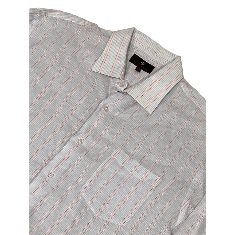Toscano, Light Blue‎ Button down, Size XXL, Linen Blend 962E